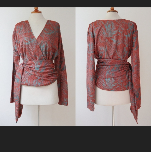 *Rare Find* Zara Trafaluc Lurex Wrap Top Size Small - Picture 3 of 9